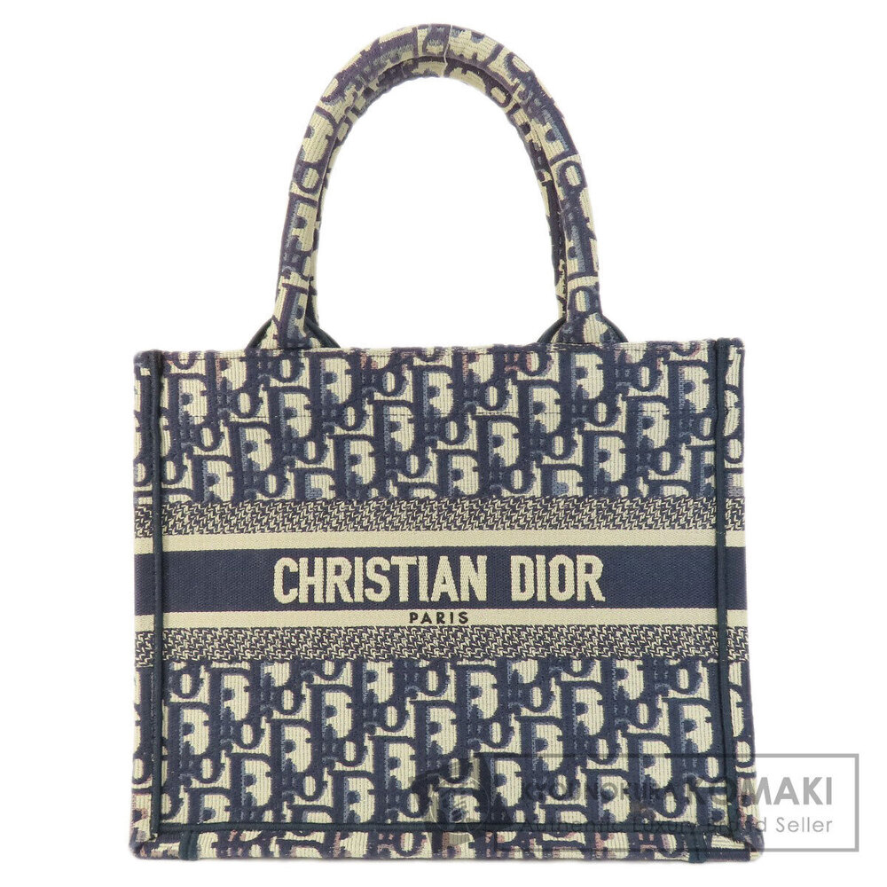 Christian Dior Book Tote Dior Oblique Embroidery Blue